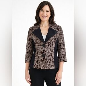 Vivian Wong Leopard Animal Print Cardigan Blazer Vintage Retro size 8